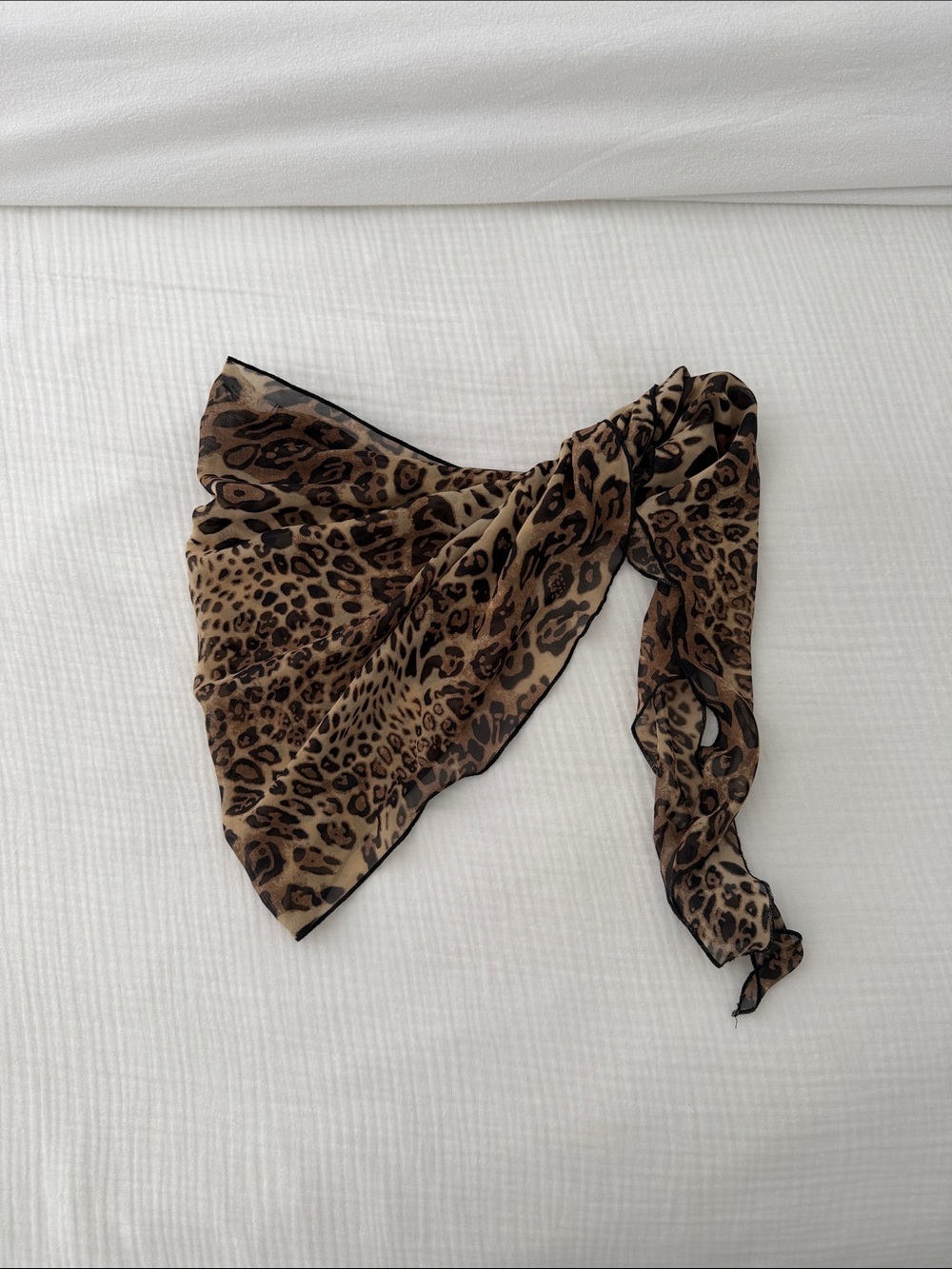Leopard Print Chiffon Sarong/ Head Scarf- Brown